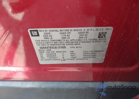 2018 Chevrolet Equinox Lt from USA, damaged, VIN 3GNAXTEX3JL131605